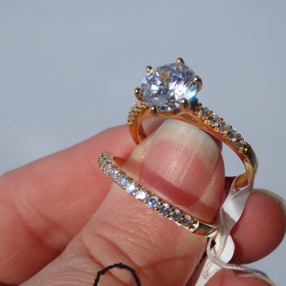 solitare ring with matching band sz 10